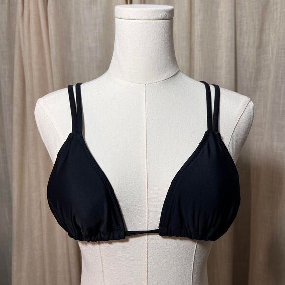 Black Triangle Bikini Top — Double Strap Swimwear Size Small, fits more like Med - Picture 1 of 3